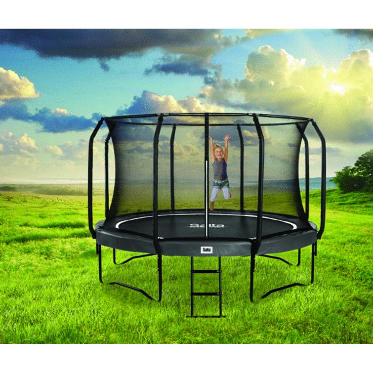 SALTA Trampoliini First Class Ø305 cm, musta sis. turvaverkon ja portaat.