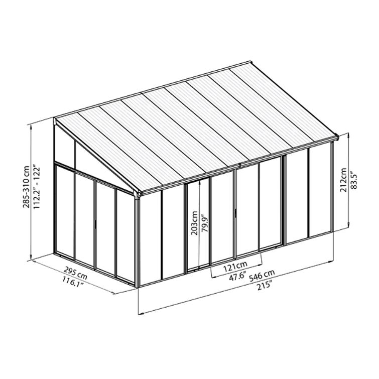 PALRAM Canopia Sanremo viherhuone - terassikatos 3x5,46 m, valkoinen