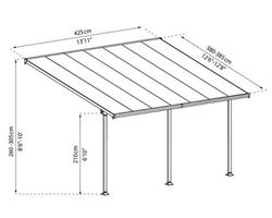 PALRAM Canopia FERIA terassikatos  4 x 4,2m ( 17m2 ), harmaa