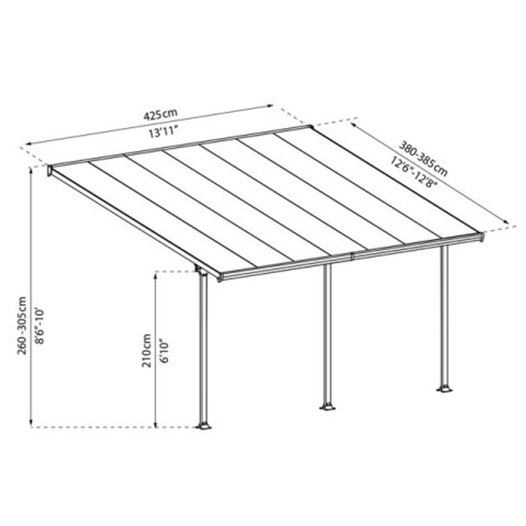 PALRAM Canopia FERIA terassikatos  4 x 4,2m ( 17m2 ), harmaa