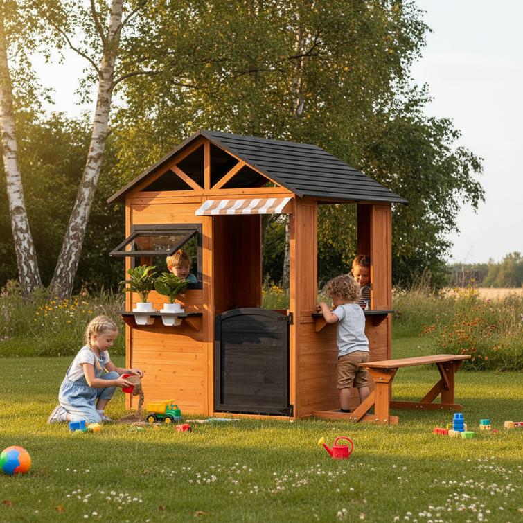 Leikkimökki ruskeaksi petsattu NORDIC PLAY