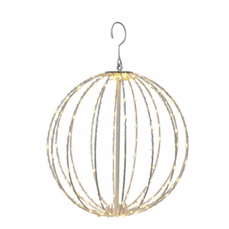 Metallipallo valkoinen, LED valoilla,192 lediä, Ø30 cm, 230V