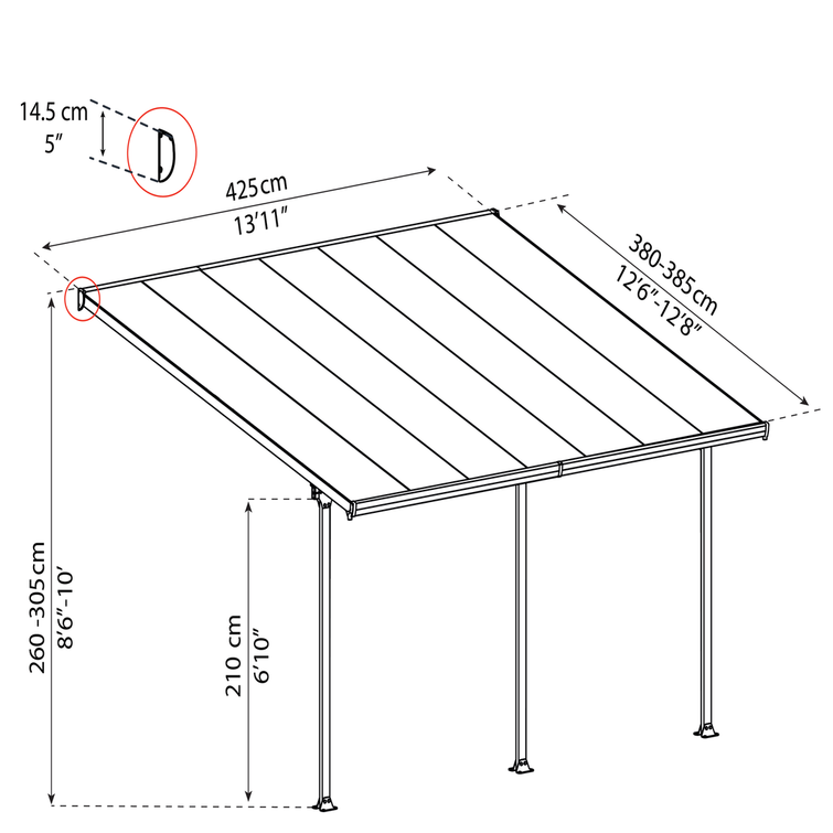 PALRAM Canopia FERIA terrassmarkis 4 x 4,2m (17m2), vit.