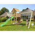 Play tower Jungle Gym Cabin 2.1 with Swing Module and green slide