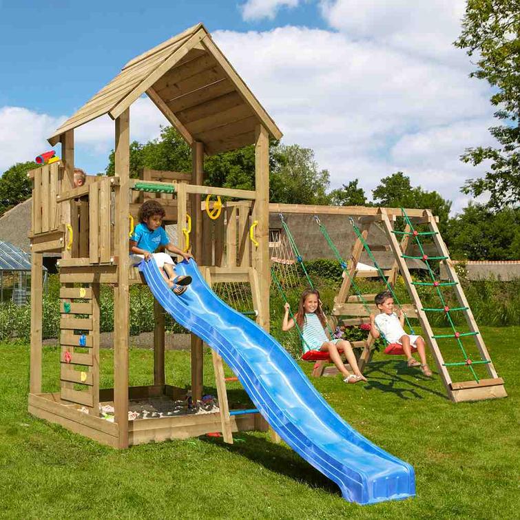 Lektorn Jungle Gym Palace 2.1, 2-kl&auml;ttermodul 220 och bl&aring; rutschkana