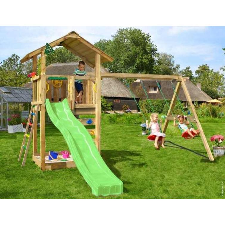 Leikkitorni Jungle Gym Sierra ja swing module + keltainen liukumäki