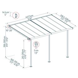 Terassikatos Sierra 2,3 x 4,5 m antrasiitti Palram - Canopia