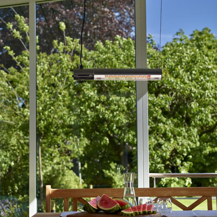 HORTUS Terassilämmitin seinämalli 1500 W, GT, musta, kaukosäätimellä, musta.