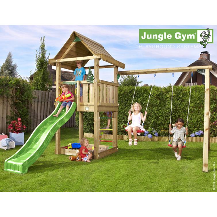 Jungle Gym House leikkitornikokonaisuus ja Swing Module X'tra sekä liukumäki