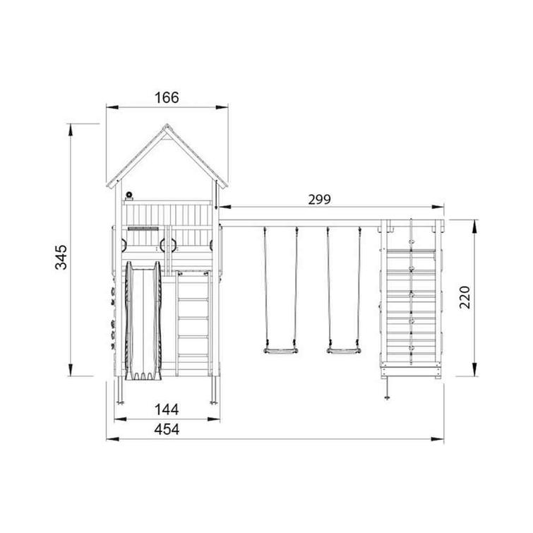 Lektorn Jungle Gym Palace 2.1, 2-kl&auml;ttermodul 220 och bl&aring; rutschkana