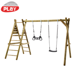 Keinuteline, mukana 1 musta keinuistuin, 1 musta trapetsikeinu ja keinukiinnikkeet NORDIC PLAY