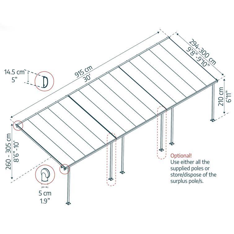 Terassikatos Feria 26,9 m2, valkoinen Palram - Canopia