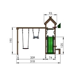 Jungle Gym Totem leikkitorni, swing module sekä liukumäki