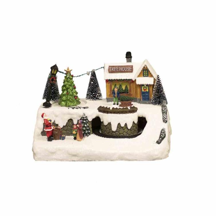 Joulukylä "TreehouseTown" NORDIC WINTER valoilla ja musiikilla. Paristo käyttöinen