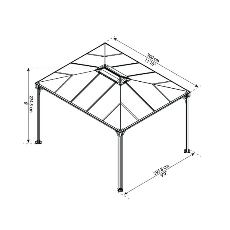 PALRAM Canopia Martinique puutarhapaviljonki 3600, antrasiitti