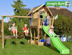 Jungle Gym Crazy Playhouse -kokonaisuus tornilla sekä Swing Module X'Tra ja liukumäki