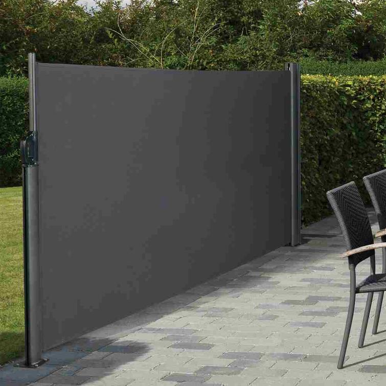 Sis&auml;&auml;nvedett&auml;v&auml; sivumarkiisi-tuulisuoja 160 x 400 cm, yksisuuntainen HORTUS