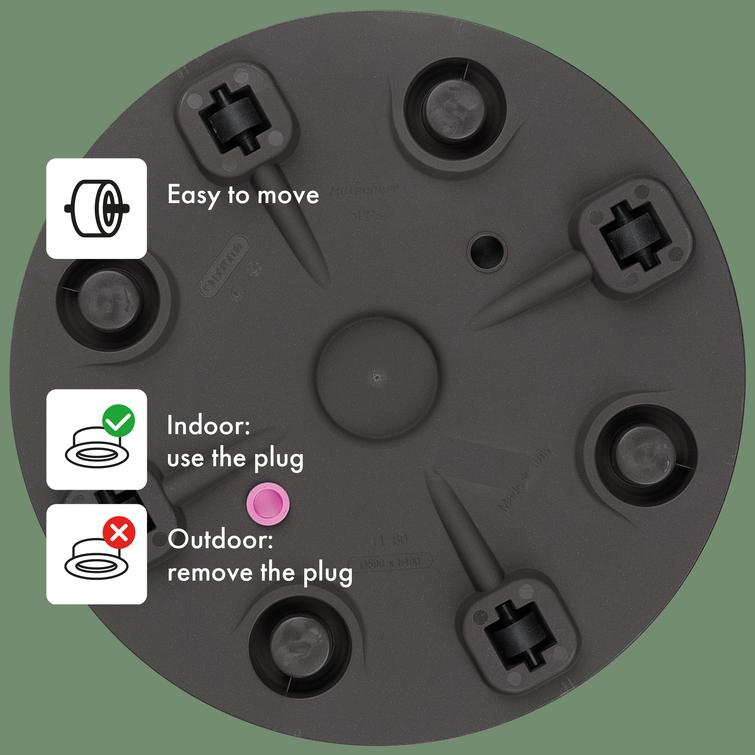 Millennium pyöreä ruukku pyörillä - Antracite Ø59 x K49