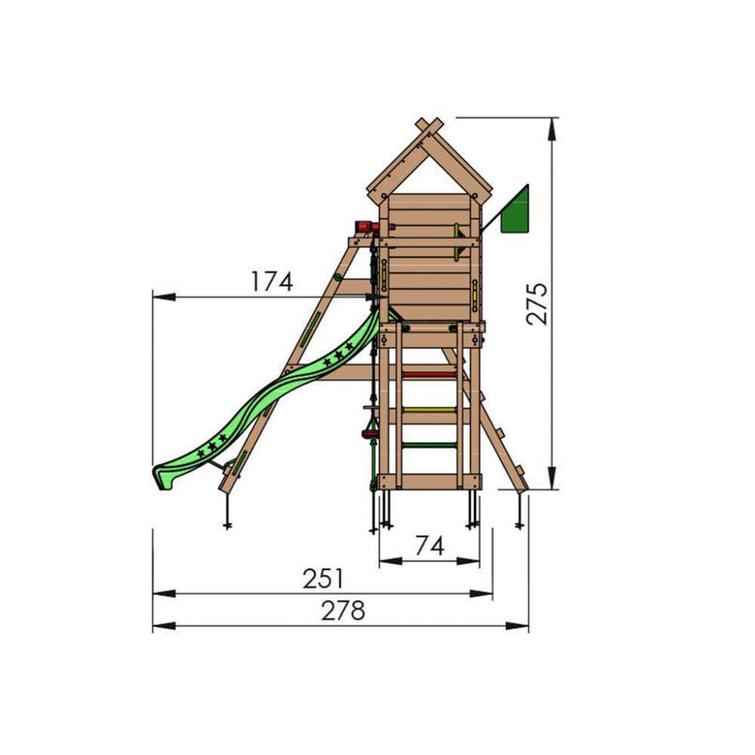 Jungle Gym Resort leikkitorni sekä kiipeilyteline, climb module + liukumäki.