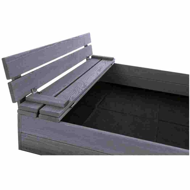 Sandbox 120 x 120 cm, folding bench cover, primed grey NORDIC PLAY