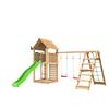 Play tower Jungle Gym Cabin 2.1 with Climb Module and green slide