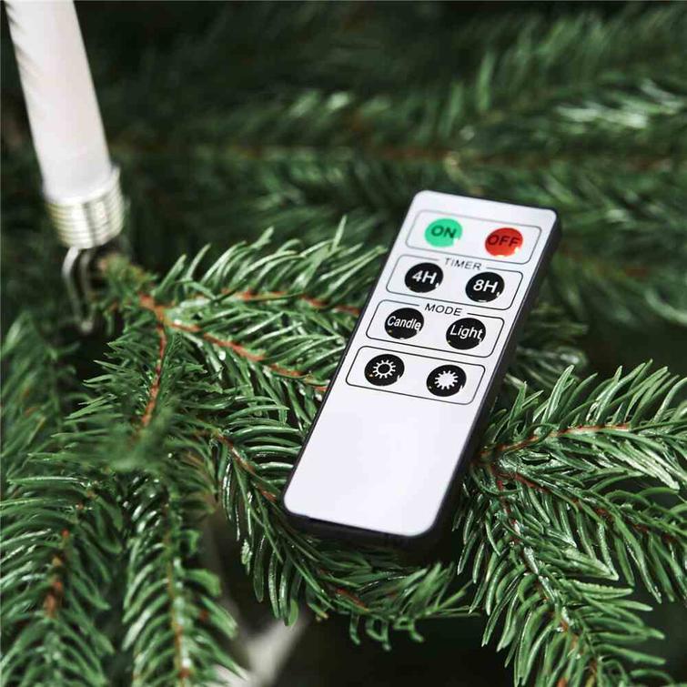 Joulukuusen kynttil&auml;t (led) ja jalustat 20 kpl. sek&auml; kaukos&auml;&auml;din, hopea NORDIC WINTER