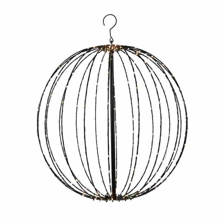 Metallkula svart, med LED-lampor, 320 lysdioder, Ø50 cm, 230V NORDIC WINTER