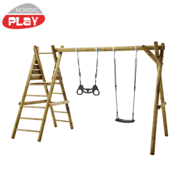 Gungset, inklusive 1 svart gungsits, 1 svart trapetsgunga och gungfästen NORDIC PLAY