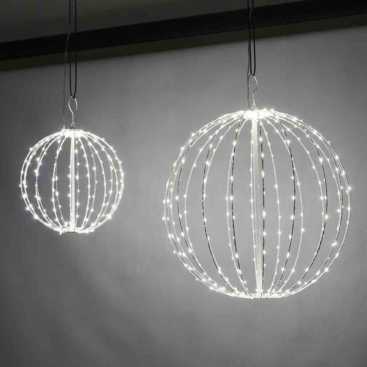 Metallipallo valkoinen, LED valoilla,192 lediä, Ø30 cm, 230V