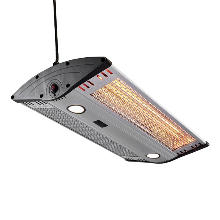 HORTUS Terassilämmitin ripustettava 1000/2000 W, GT, kaukosäätimellä, hopea.