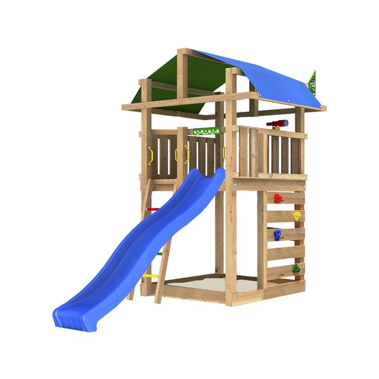 Leikkitorni Jungle Gym Fort 2.1 ja sininen liukumäki
