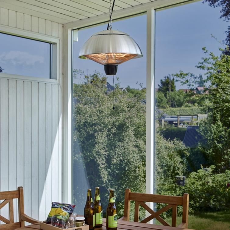 HORTUS Terassilämmitin ripustettava 600/1500 W, HA, Ø42 cm, hopea.