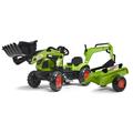 FALK children's pedal tractor with Claas loader, excavator, and trailer