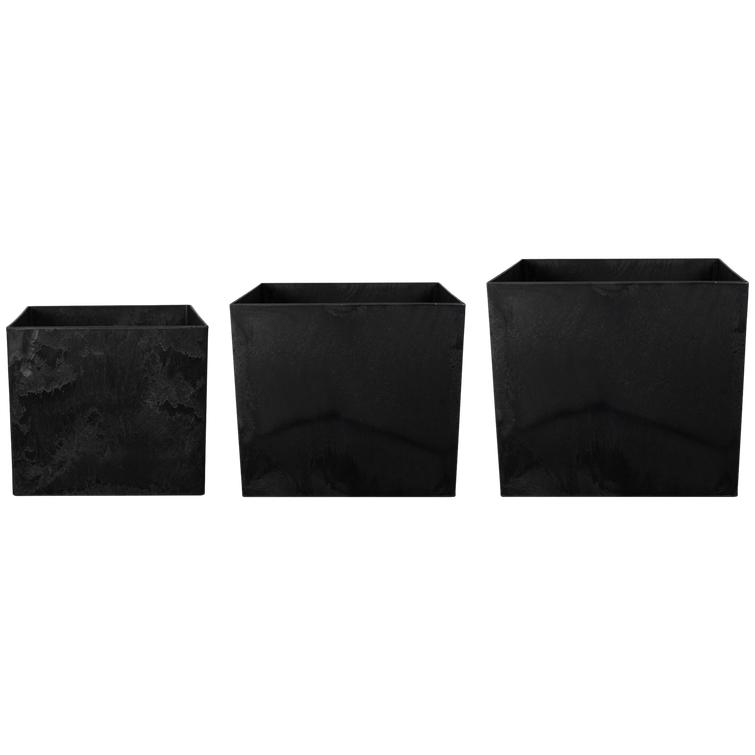 Maud neliöruukku art stone - Black Setti, jossa 3 eri kokoa