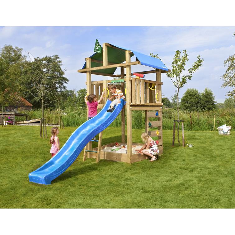 Leikkitorni Jungle Gym Fort 2.1 ja sininen liukumäki