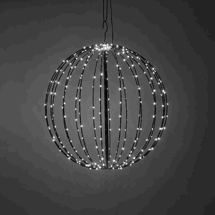 Metallkula svart, med LED-lampor, 320 lysdioder, Ø50 cm, 230V NORDIC WINTER