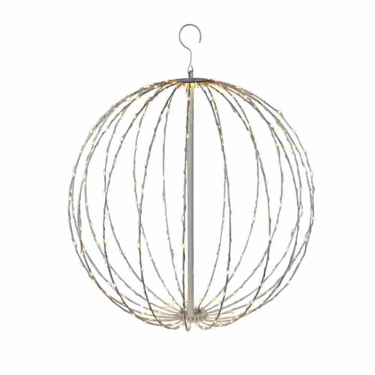 Metallipallo valkoinen, LED valoilla, 320 ledi&auml;, &Oslash;50 cm, 230V NORDIC WINTER