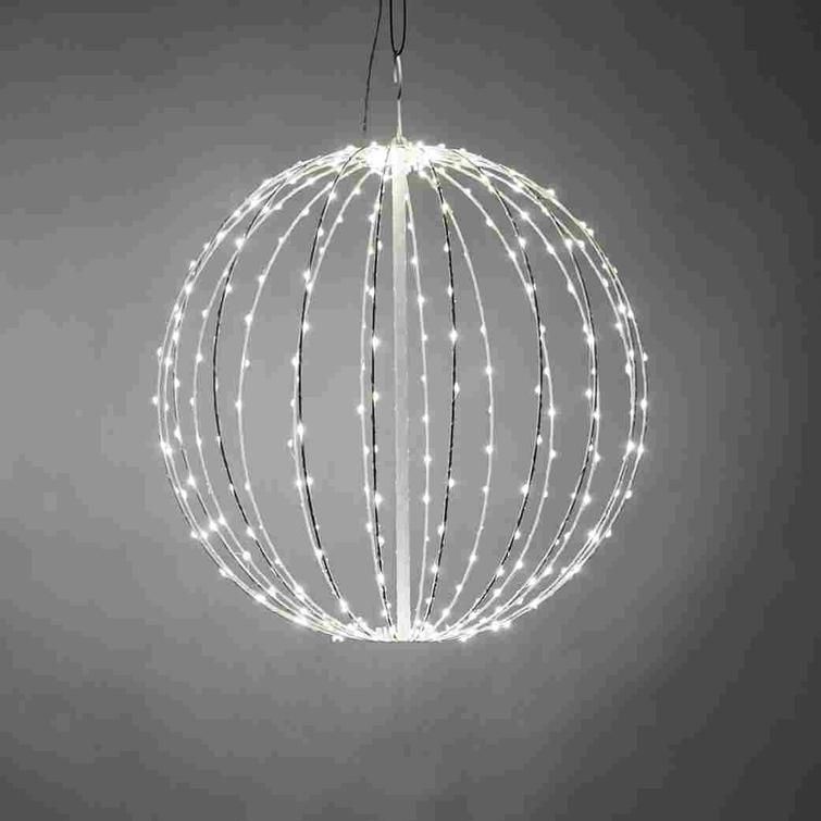 Metal ball white, with LED lights, 320 LEDs, Ø50 cm, 230V NORDIC WINTER