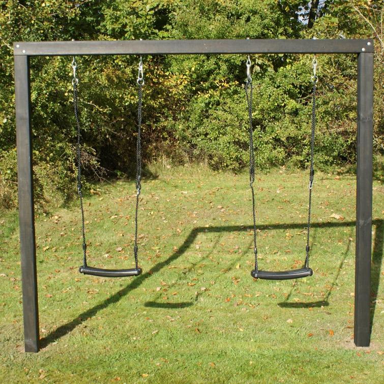 Swing frame and 2 swing seats Alma. Black stained,