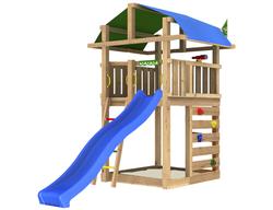 Leikkitorni Jungle Gym Fort 2.1 ja sininen liukum&auml;ki