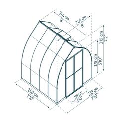 Kasvihuone Bella 6 m2, hopeanvärinen runko, Palram - Canopia