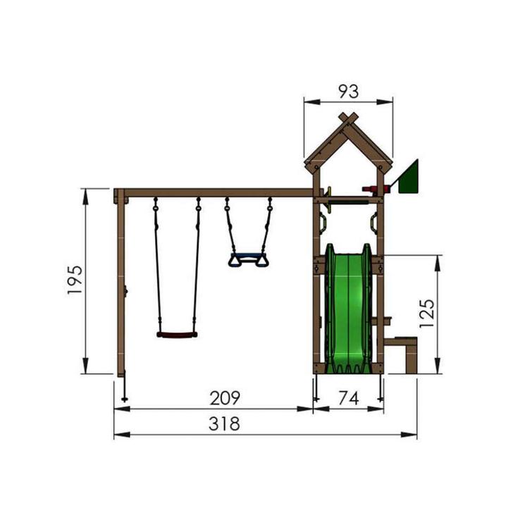 Jungle Gym Totem play tower, swing module and slide