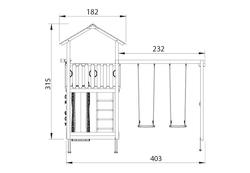 Leikkitorni Jungle Gym Chalet 2.1 ja Swing Module X'tra sek&auml; sininen liukum&auml;ki