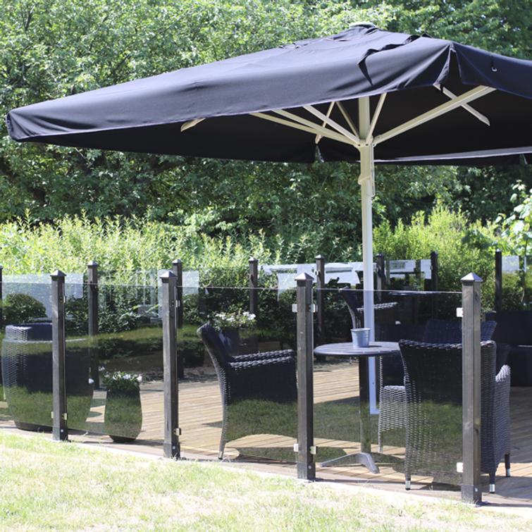 HORTUS Lasinen puutarha-aita, setti: 3 x 100x100cm, 4 x tolppa, 4 x hattu