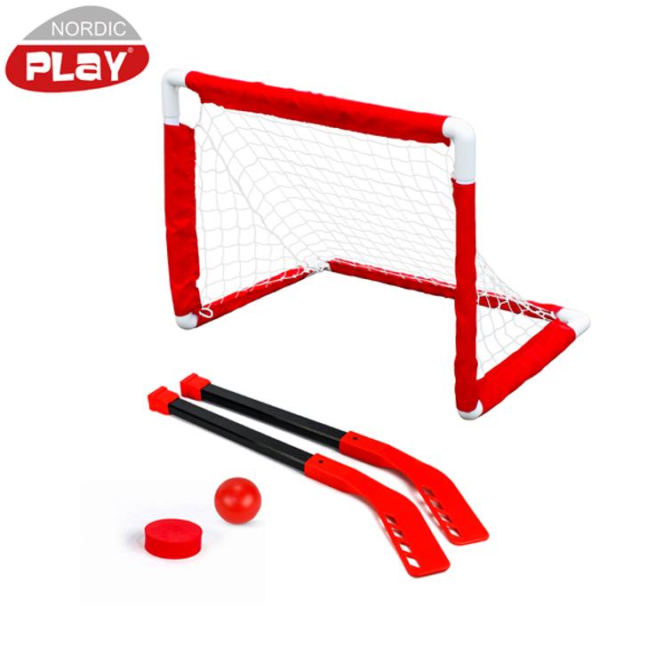 NORDIC PLAY Hockey set incl. 2 goals and 4 sticks - goals: 0.61 x 0.45 x 0.40 m