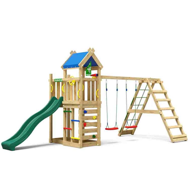 Play tower Jungle Gym nomad with climb module and green slide