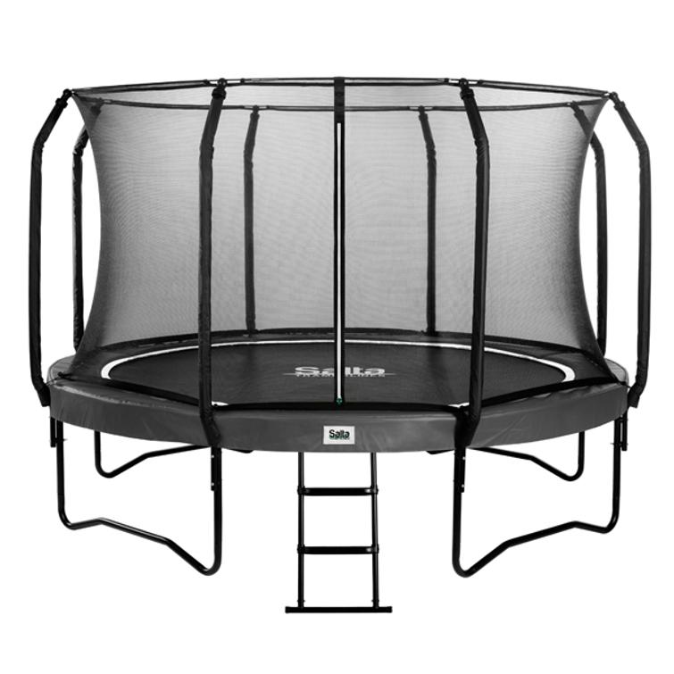 SALTA Trampoliini First Class Ø305 cm, musta sis. turvaverkon ja portaat.