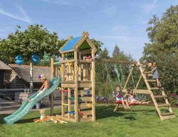 Leikkitorni Jungle Gym nomad sekä climb module ja vihreä liukumäki