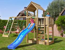 Leikkitorni Jungle Gym Mansion 2.1 ja Climb Module sek&auml; sininen liukum&auml;ki
