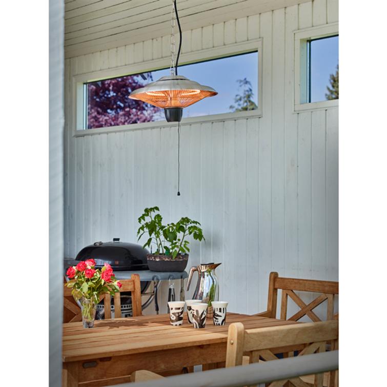 HORTUS Terassil&auml;mmitin ripustettava 1500 W, HA, &Oslash;42 cm, hopea.